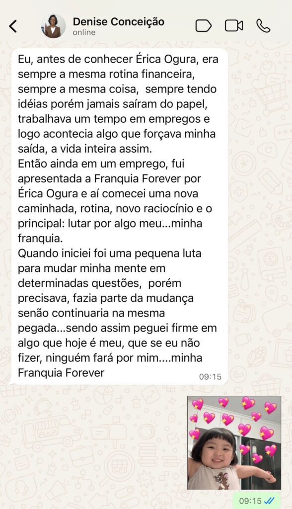 Depoimento de Denise Conceição no WhatsApp